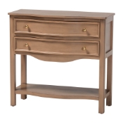 bali & pari Kelila Console Table with Curved Front - 2-Drawer Entryway Table with Open Shelf and Sculpted Apron for Living Room or Hallway